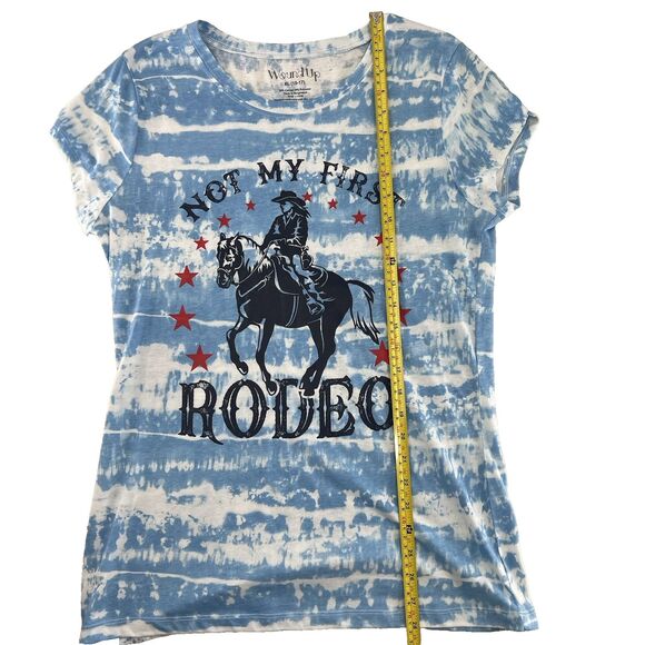 Wound Up "Not My First Rodeo" Blue White Tie-Dye Short Sleeve T-Shirt Size XL - Picture 5 of 10